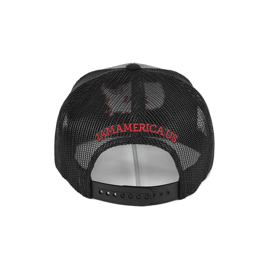 GRAY WOOL/BLACK BRAND IN RED EMBROIDERY