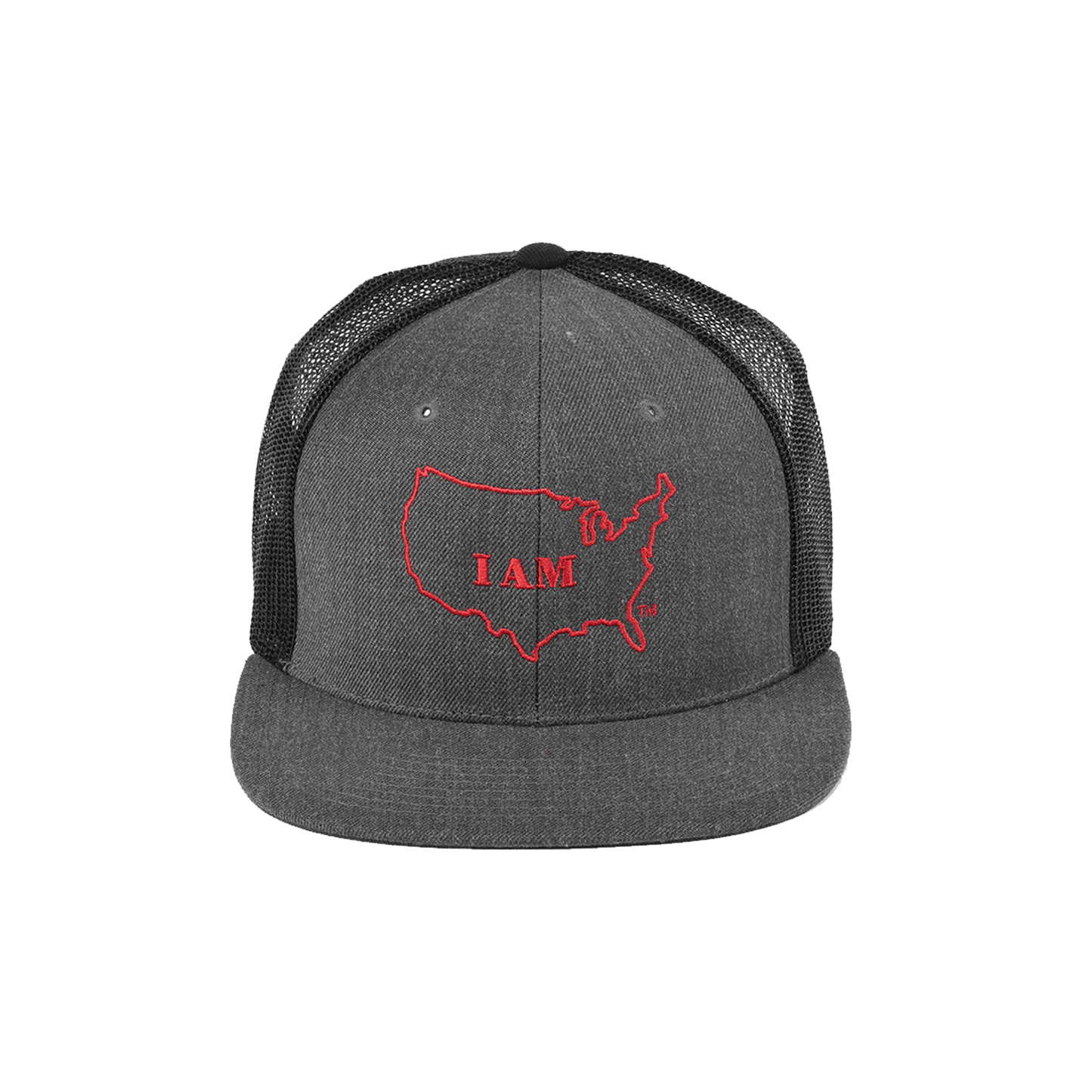 GRAY WOOL/BLACK BRAND IN RED EMBROIDERY