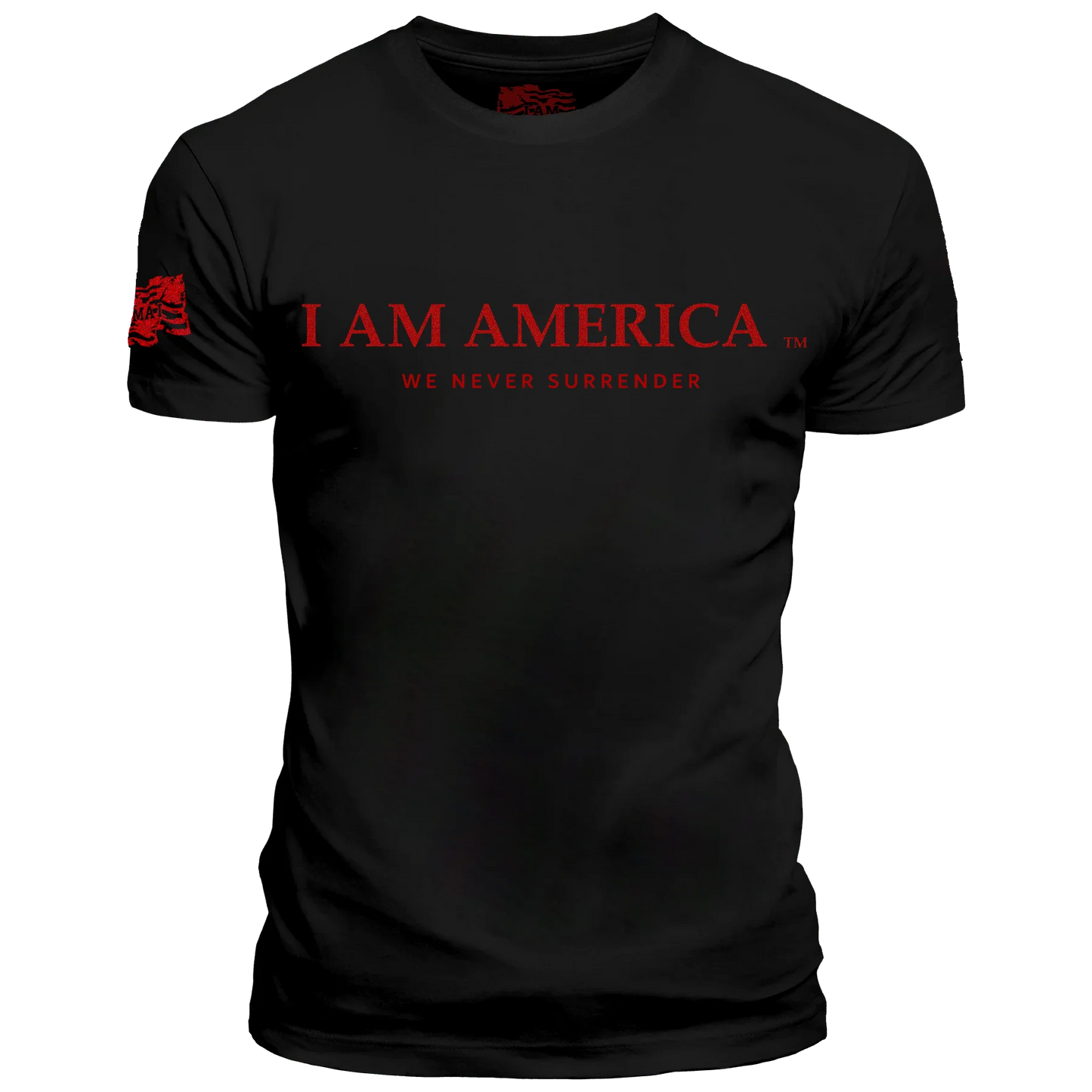WE NEVER SURRENDER TM - IN WHITE PRINT