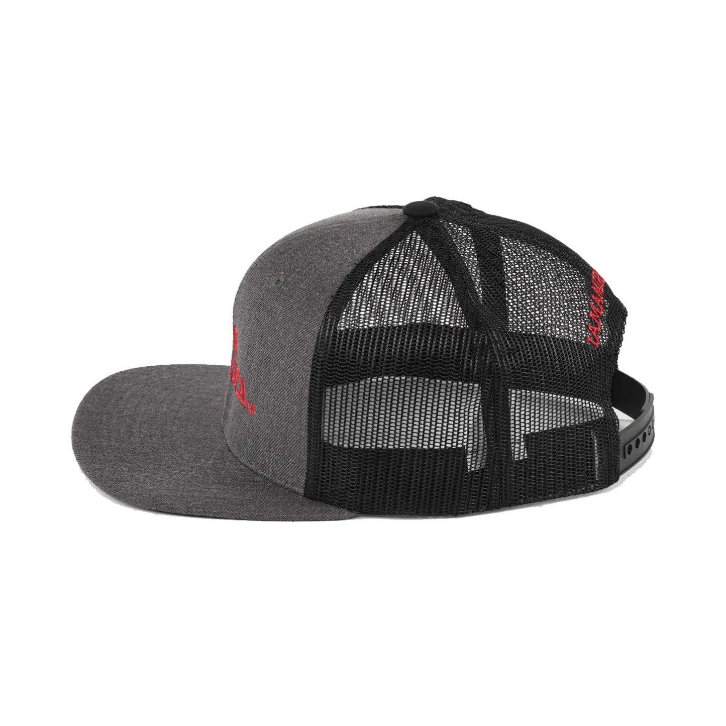 Wool Heather Gray Trucker with Brand in red