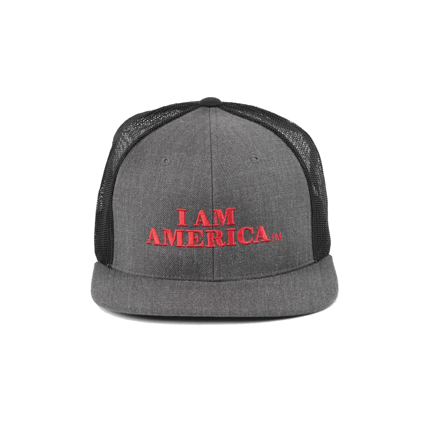 Wool Heather Gray Trucker with Brand in red