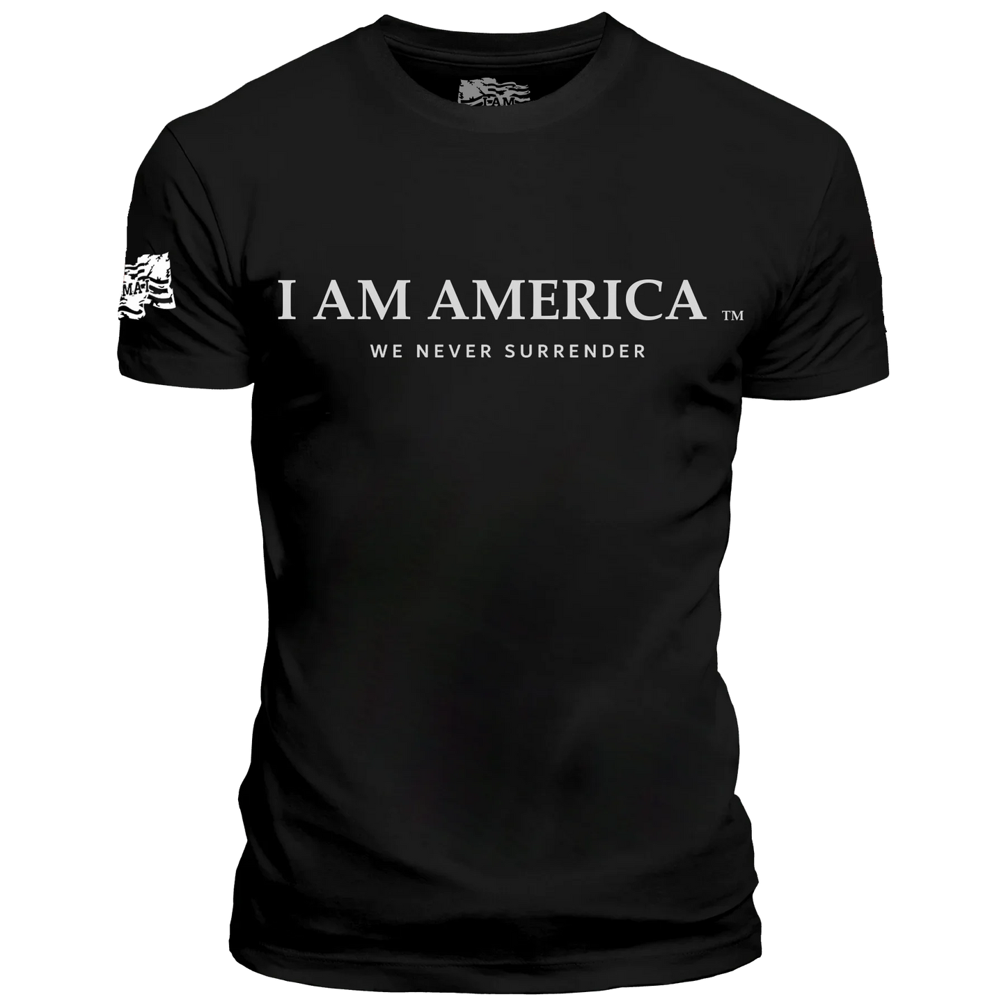 WE NEVER SURRENDER WITH TM - RED PRINT
