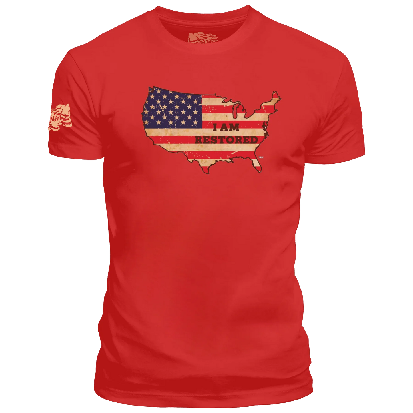 I AM RESTORED BRANDED T IN CHERRY HEATHER